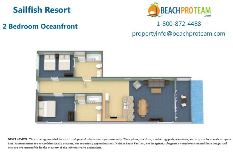 Sailfish Resort Floor Plan 2 - 2 Bedroom Oceanfront 